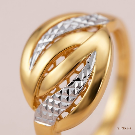 SJJGR141 | Crest Shine Premium Gold Ring with Elegant Textured Detailing
