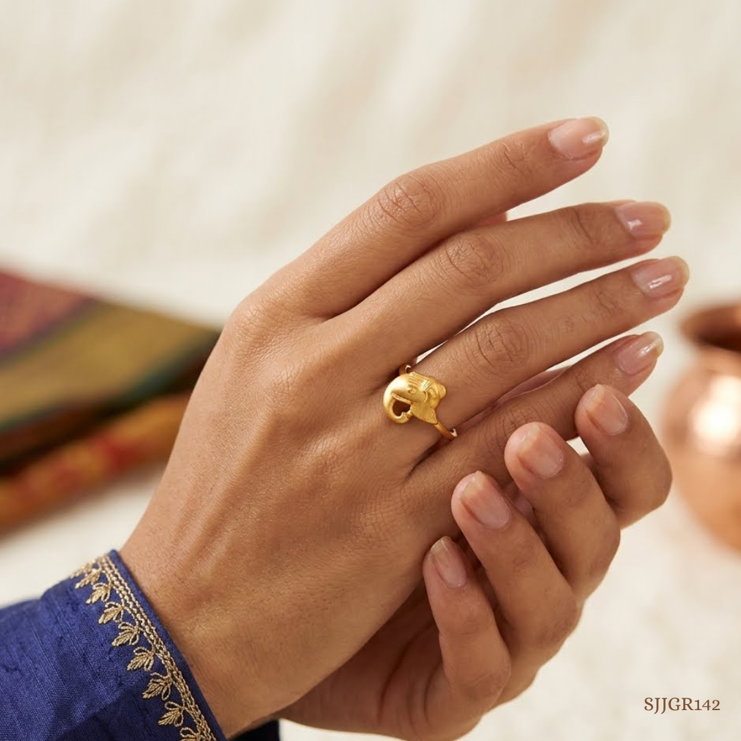 SJJGR142 | Majestic Trunk Bold Designer Gold Ring Inspired by Nature