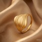 SJJGR143 | Crest Curve Stylish Sculpted Gold Ring with Modern Elegance