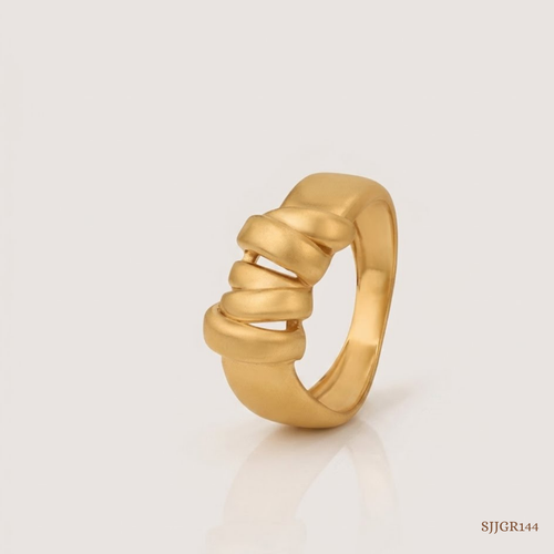SJJGR144 | Molten Wrap Contemporary Gold Ring with Fluid Artistic Design