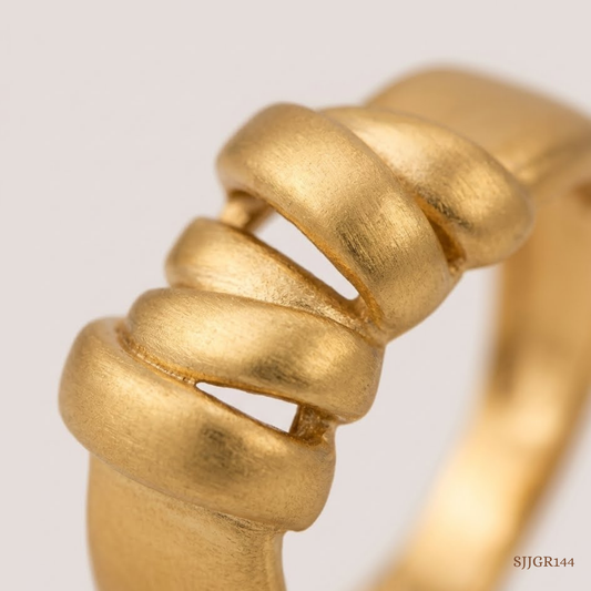 SJJGR144 | Molten Wrap Contemporary Gold Ring with Fluid Artistic Design