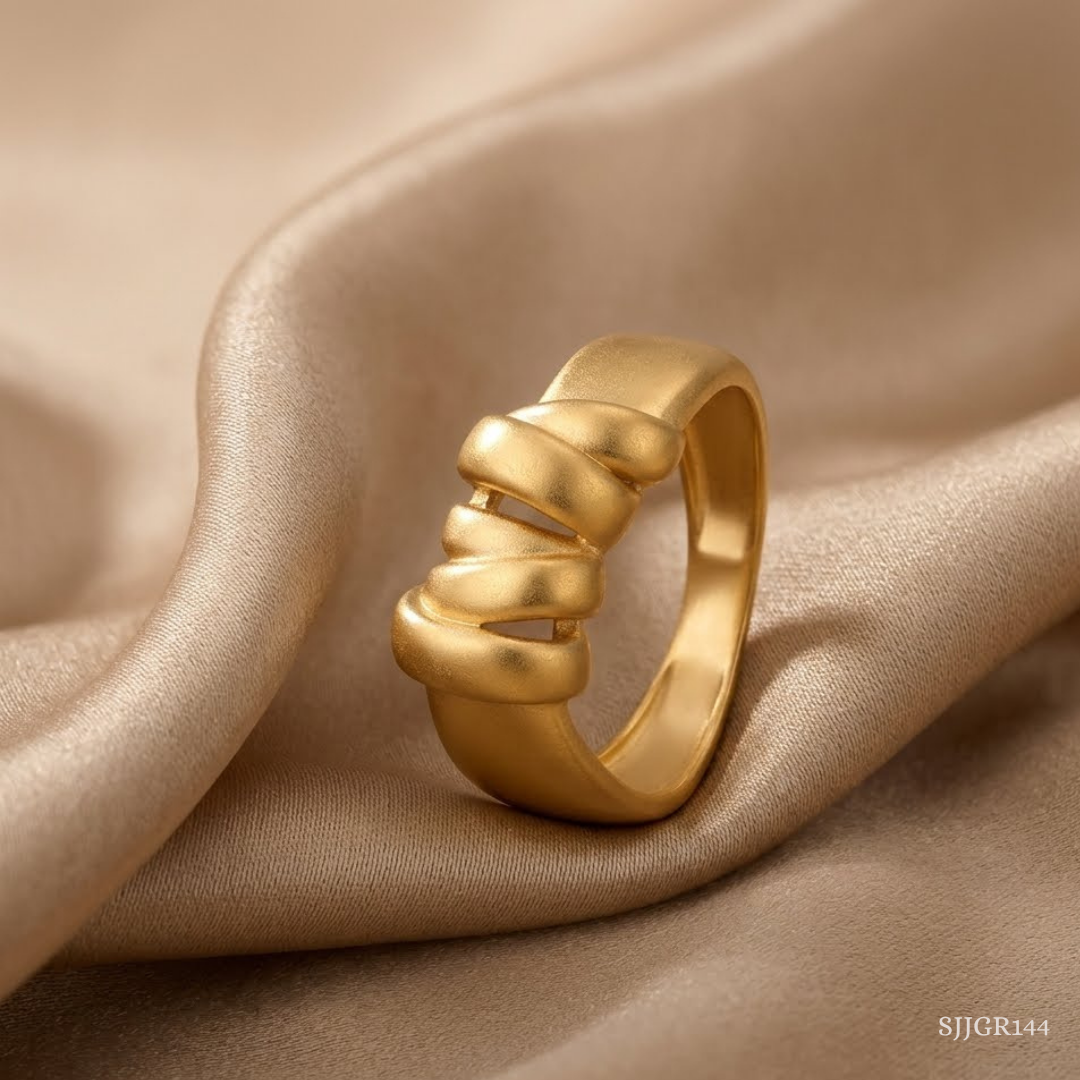 SJJGR144 | Molten Wrap Contemporary Gold Ring with Fluid Artistic Design