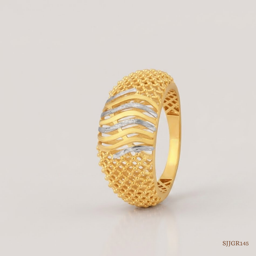 SJJGR145 | Shimmer Weave Elegant Gold Ring with Intricate Designer Texture