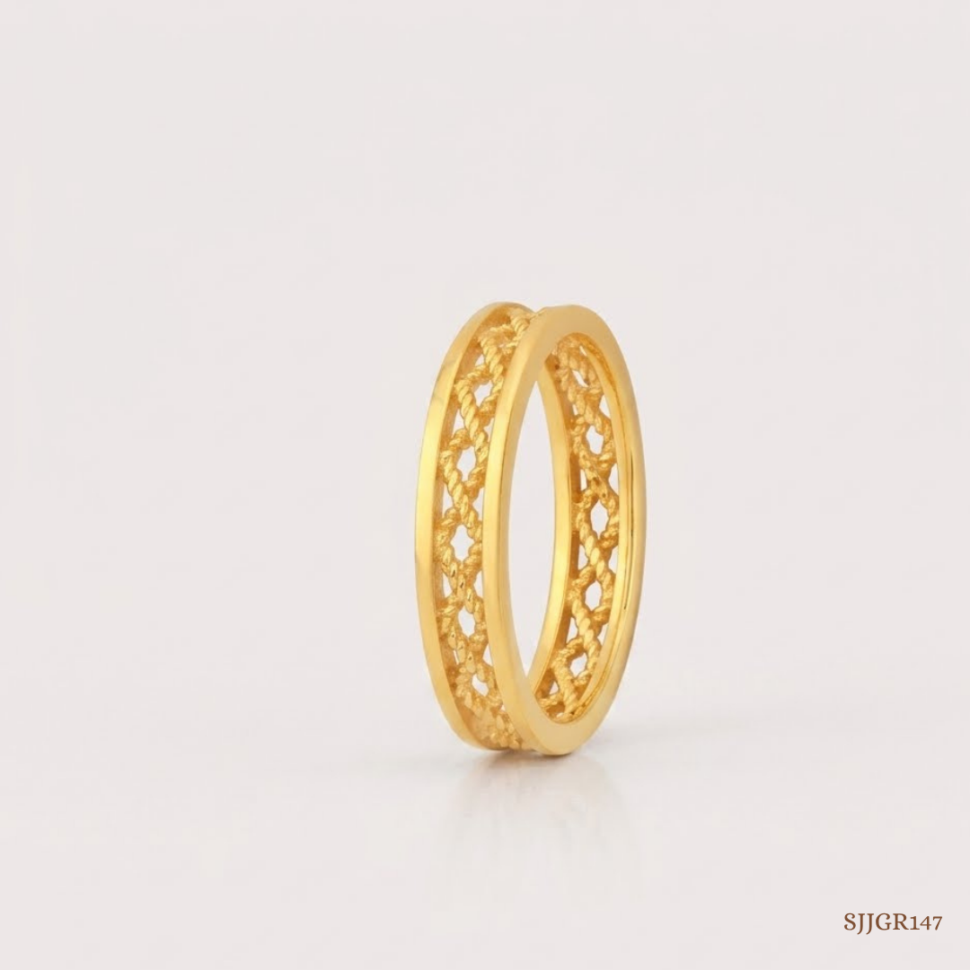 SJJGR147 | Wave Stack Layered Designer Gold Ring with Trendy Modern Appeal