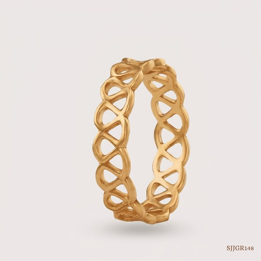 SJJGR148 | Loop Weave Artistic Gold Ring with Contemporary Open Styling