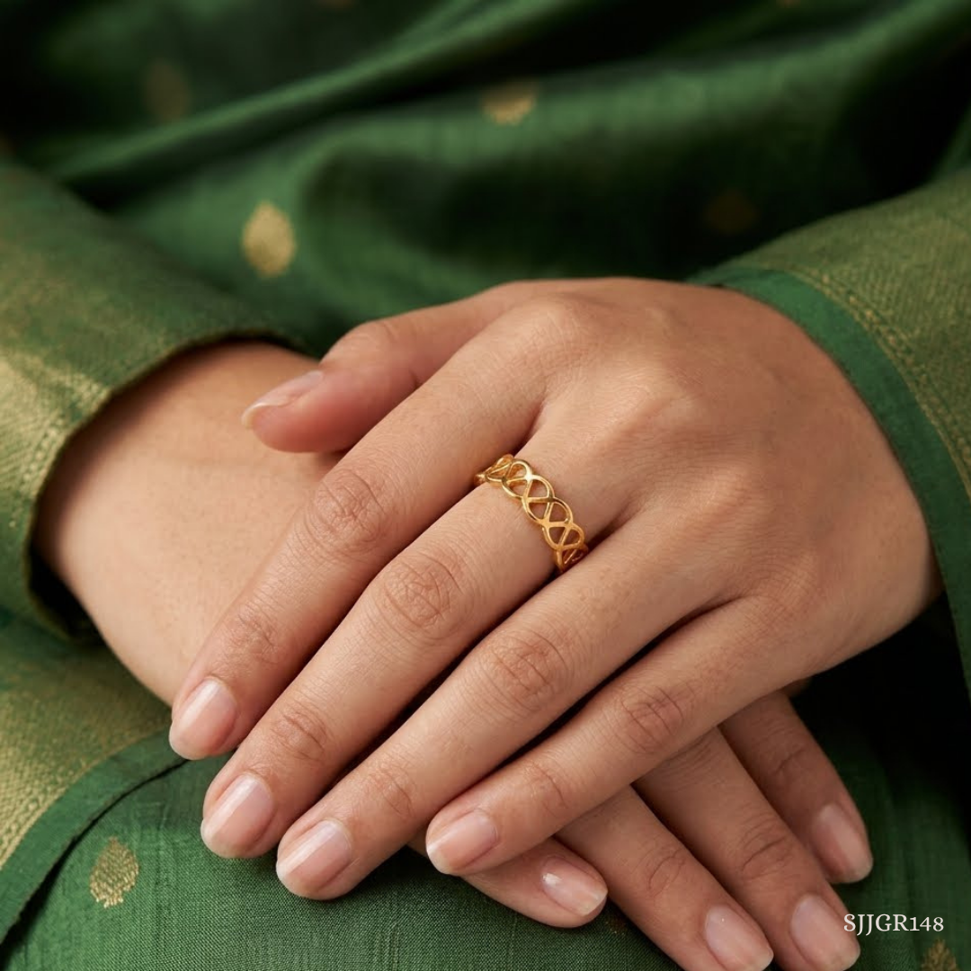 SJJGR148 | Loop Weave Artistic Gold Ring with Contemporary Open Styling