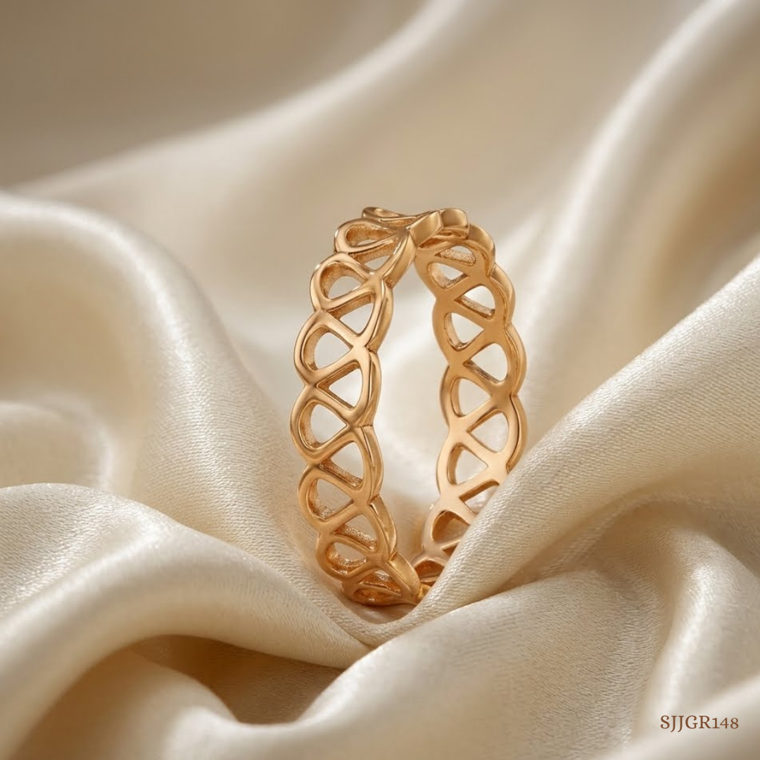SJJGR148 | Loop Weave Artistic Gold Ring with Contemporary Open Styling