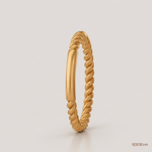 SJJGR149 | Twist Rope Luxury Gold Ring with Elegant Textured Finish