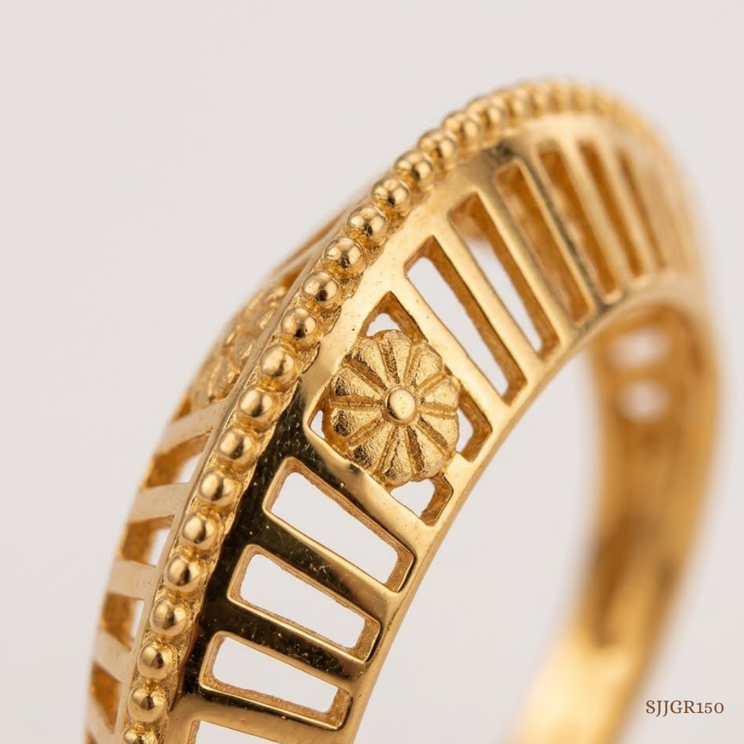SJJGR150 | Radiant Arc Contemporary Gold Ring with Premium Designer Look