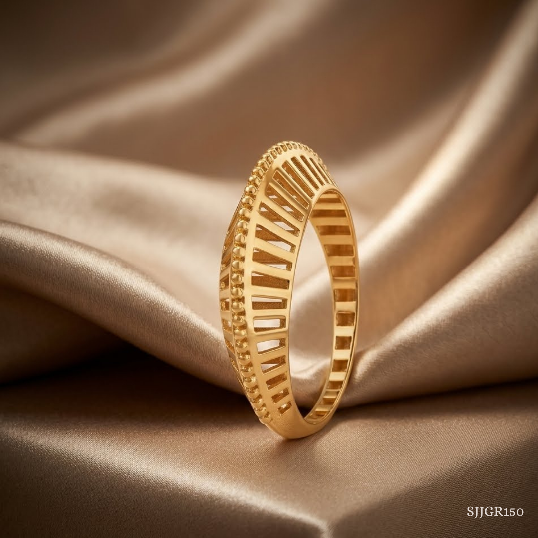 SJJGR150 | Radiant Arc Contemporary Gold Ring with Premium Designer Look
