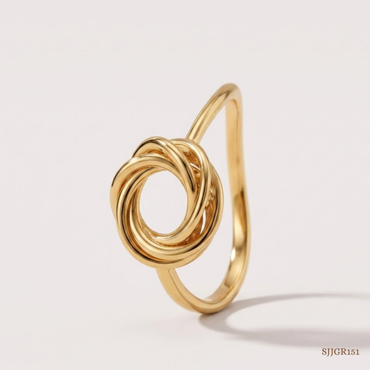SJJGR151 | Twist Orbit Stylish Gold Ring with Artistic Circular Design