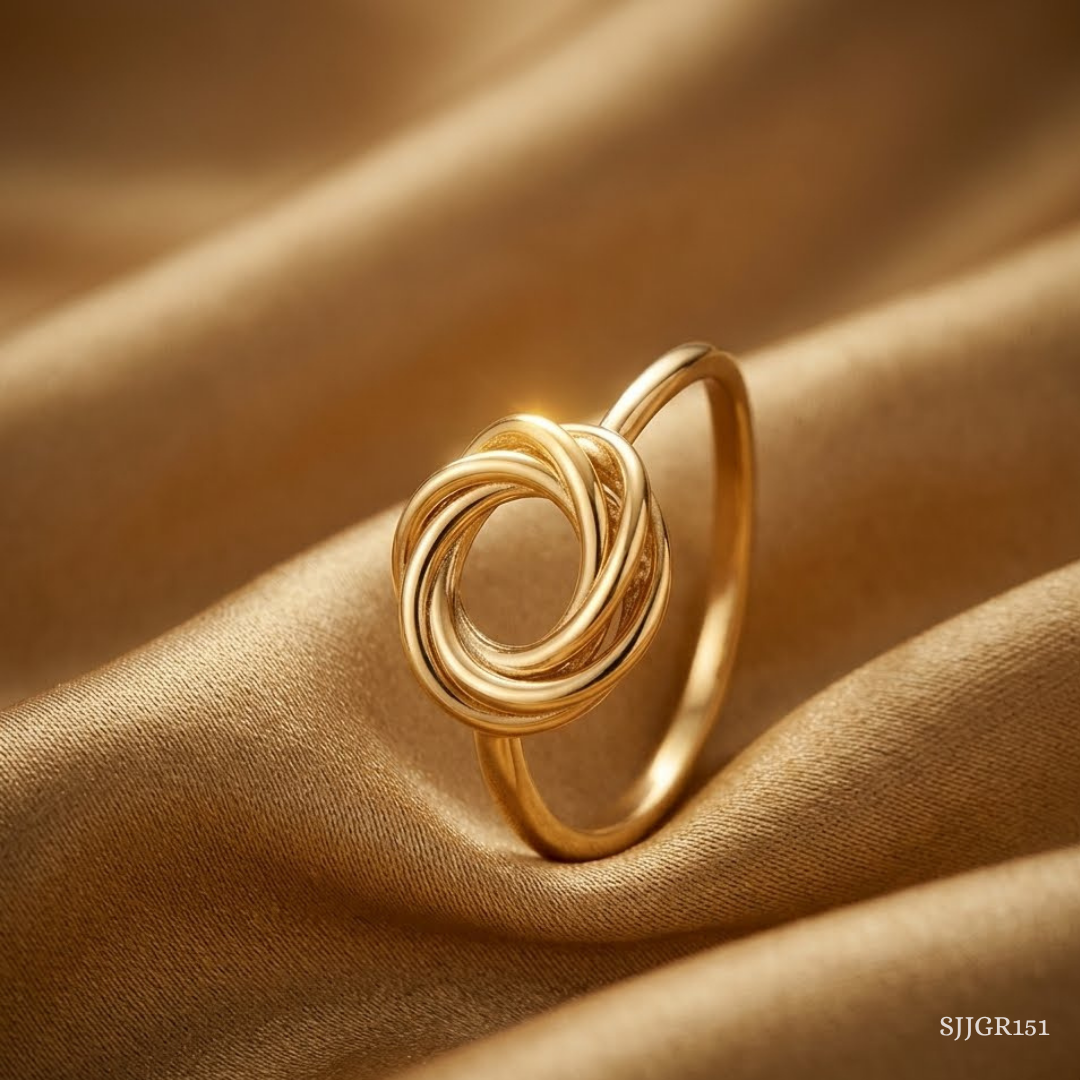 SJJGR151 | Twist Orbit Stylish Gold Ring with Artistic Circular Design