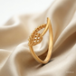 SJJGR152 | Filigree Leaf Designer Gold Ring with Intricate Craftsmanship
