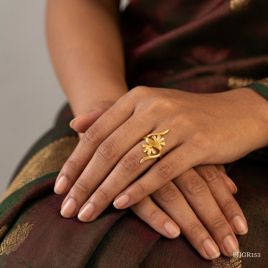 SJJGR153 | Floral Vine Elegant Gold Ring Inspired by Nature’s Beauty