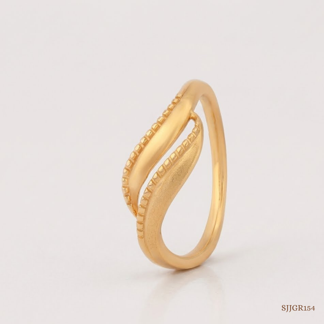 SJJGR154 | Flowing Twin Contemporary Gold Ring with Artistic Open Design