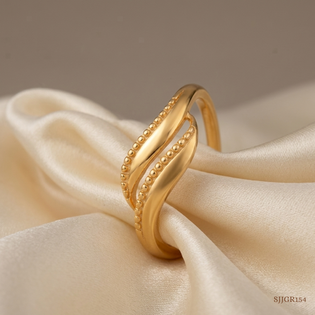 SJJGR154 | Flowing Twin Contemporary Gold Ring with Artistic Open Design