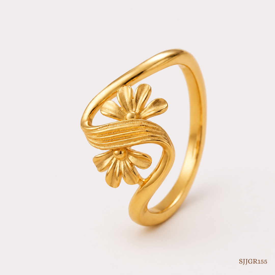 SJJGR155 | Open Loop Minimalist Gold Ring with Sleek Modern Styling