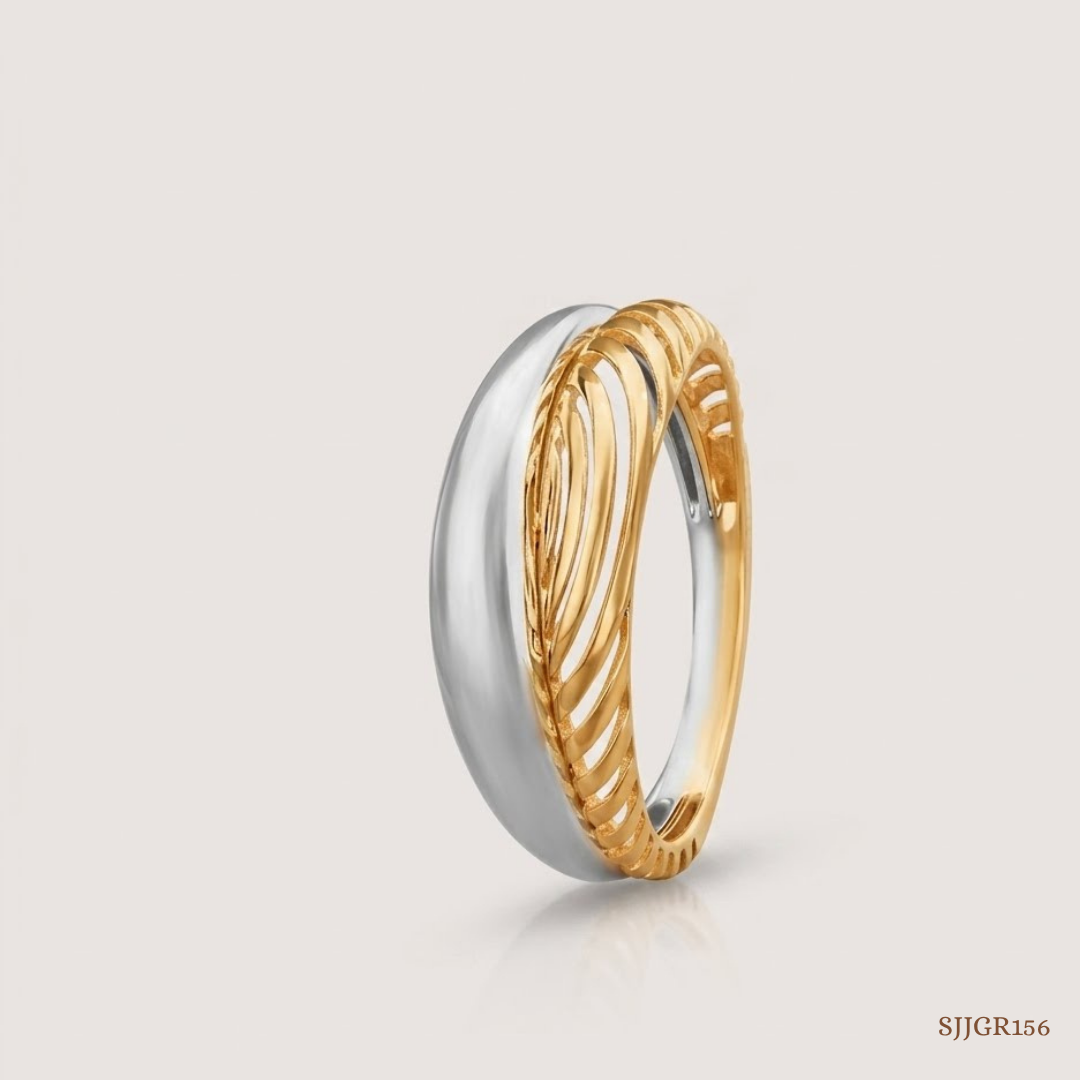 SJJGR156 | Layered Edge Contemporary Designer Gold Ring with Luxury Appeal