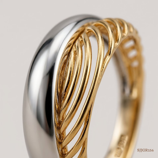 SJJGR156 | Layered Edge Contemporary Designer Gold Ring with Luxury Appeal