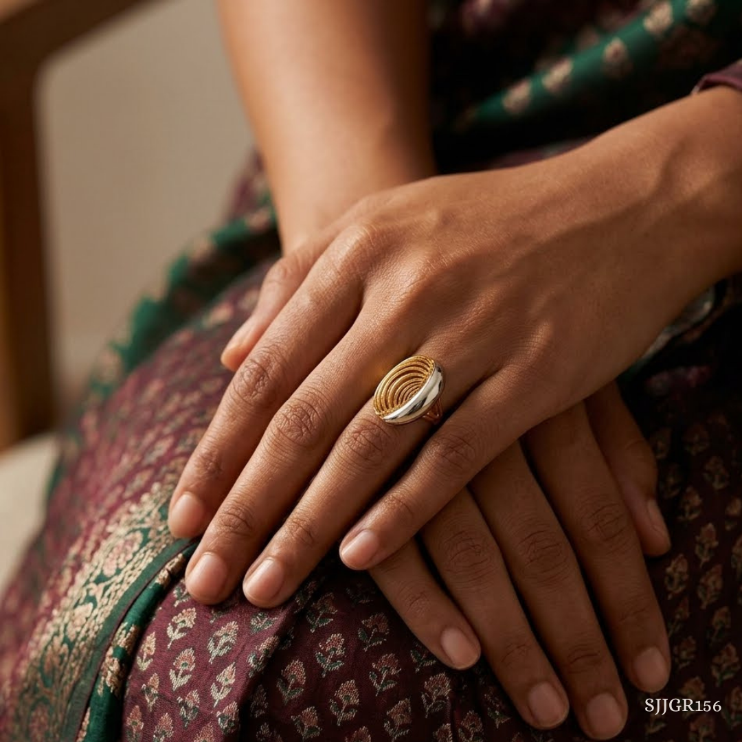 SJJGR156 | Layered Edge Contemporary Designer Gold Ring with Luxury Appeal