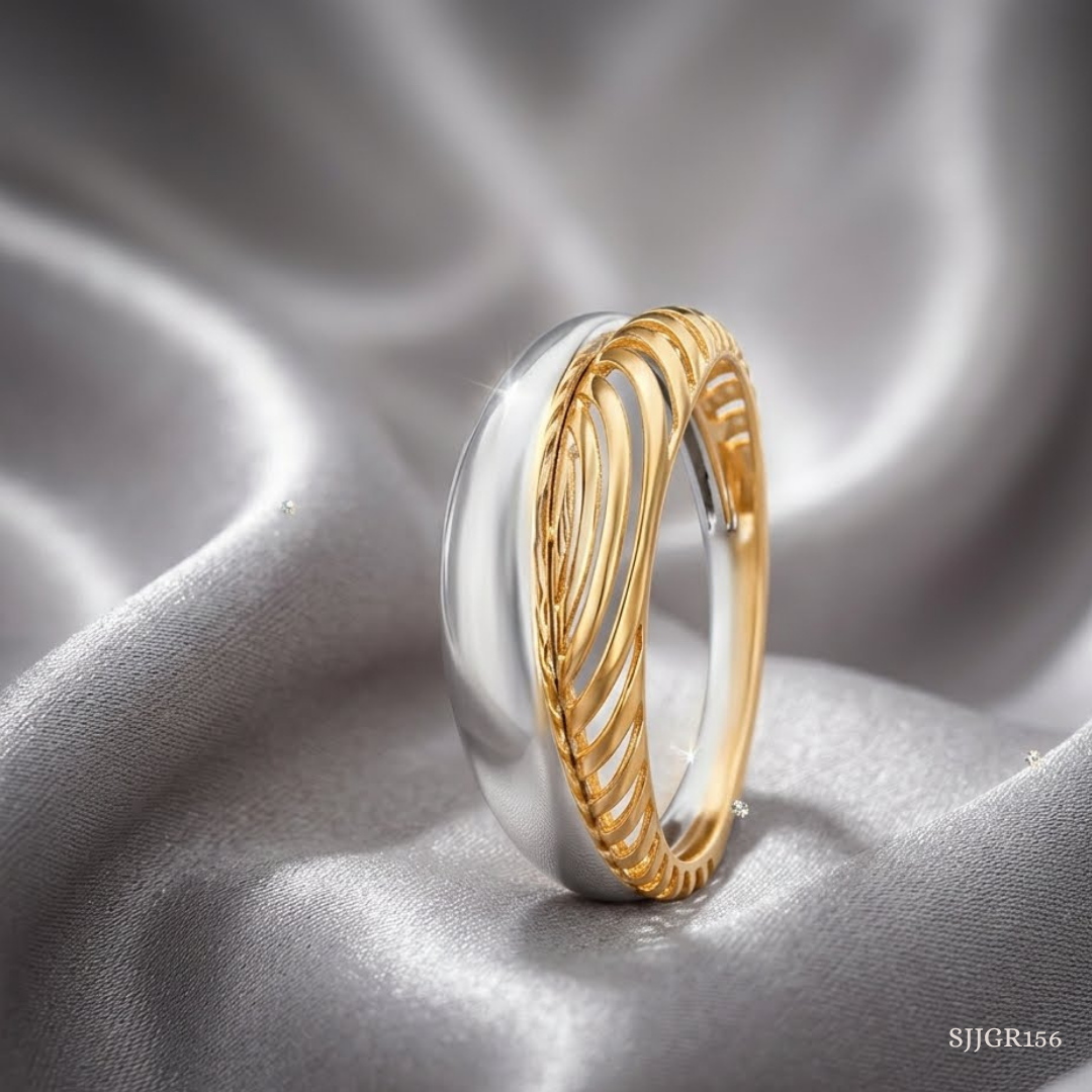 SJJGR156 | Layered Edge Contemporary Designer Gold Ring with Luxury Appeal