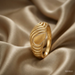 SJJGR157 | Rippled Glow Elegant Gold Ring with Modern Textured Finish