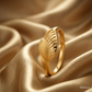 SJJGR158 | Flowing Leaf Nature-Inspired Gold Ring with Artistic Detailing