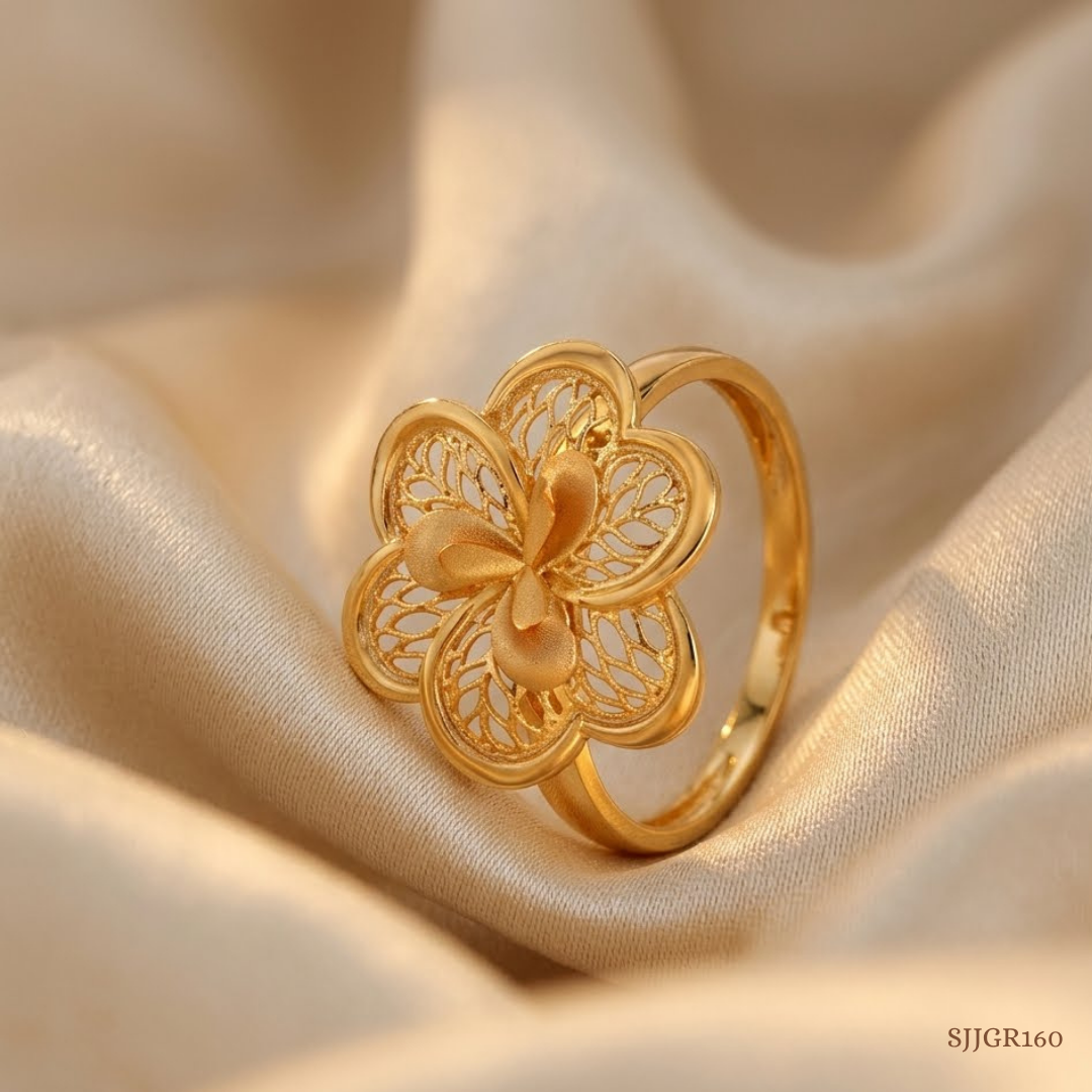 SJJGR160 | Heritage Petal Traditional-Inspired Gold Ring with Elegant Craftsmanship